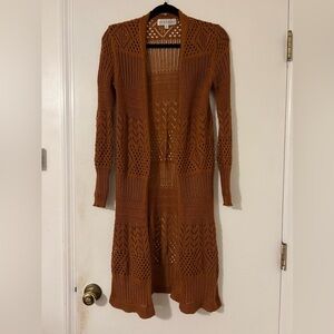 Chelsea and Theadore long crocheted sweater size XS (SW102)